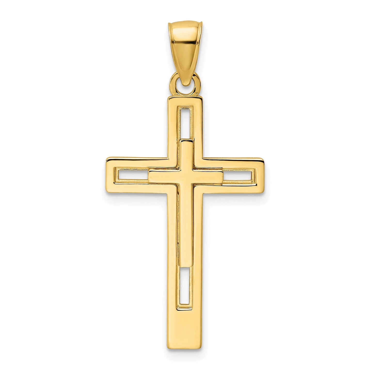 14K Polished Double Cross Pendant