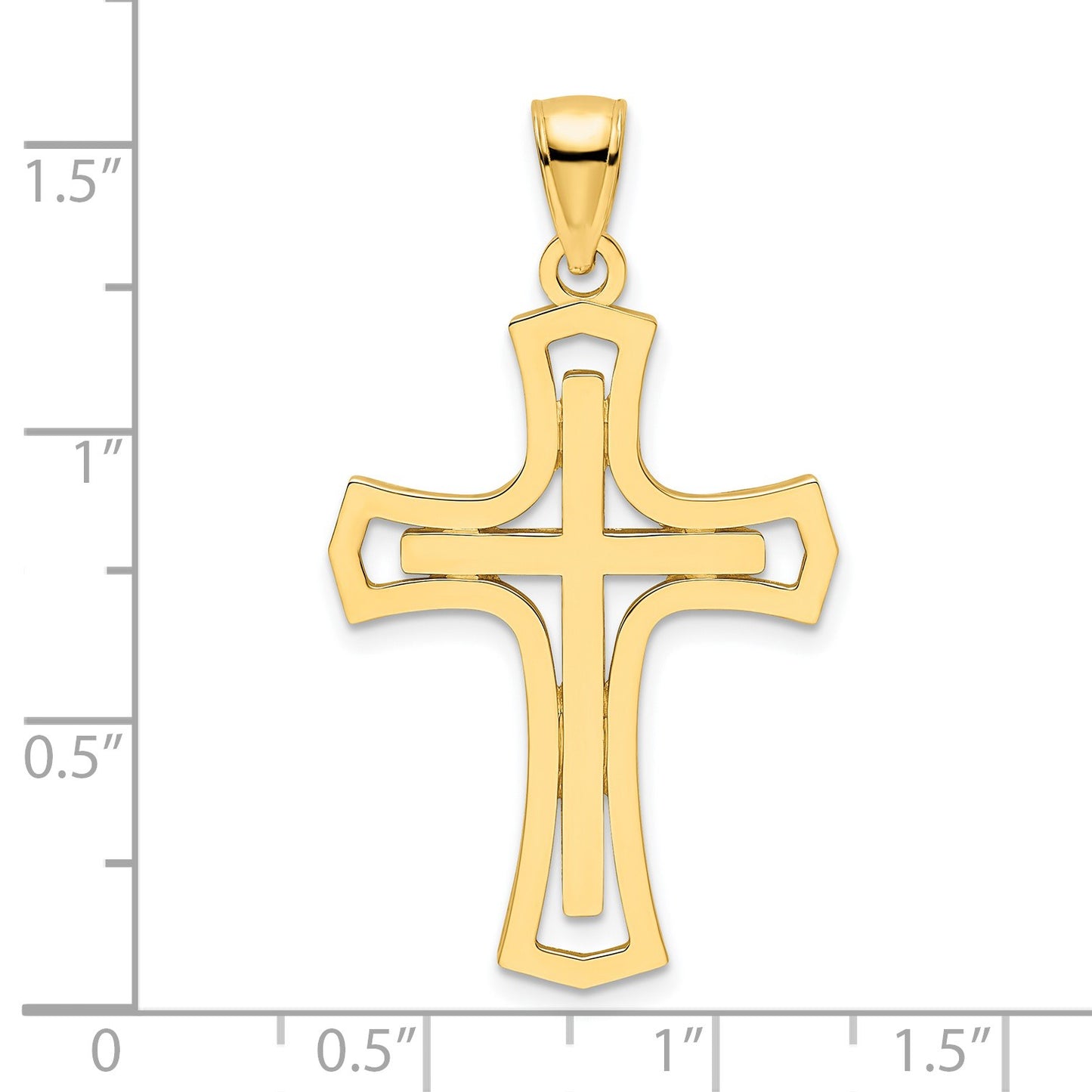 14K Polished Fancy Double Cross Pendant