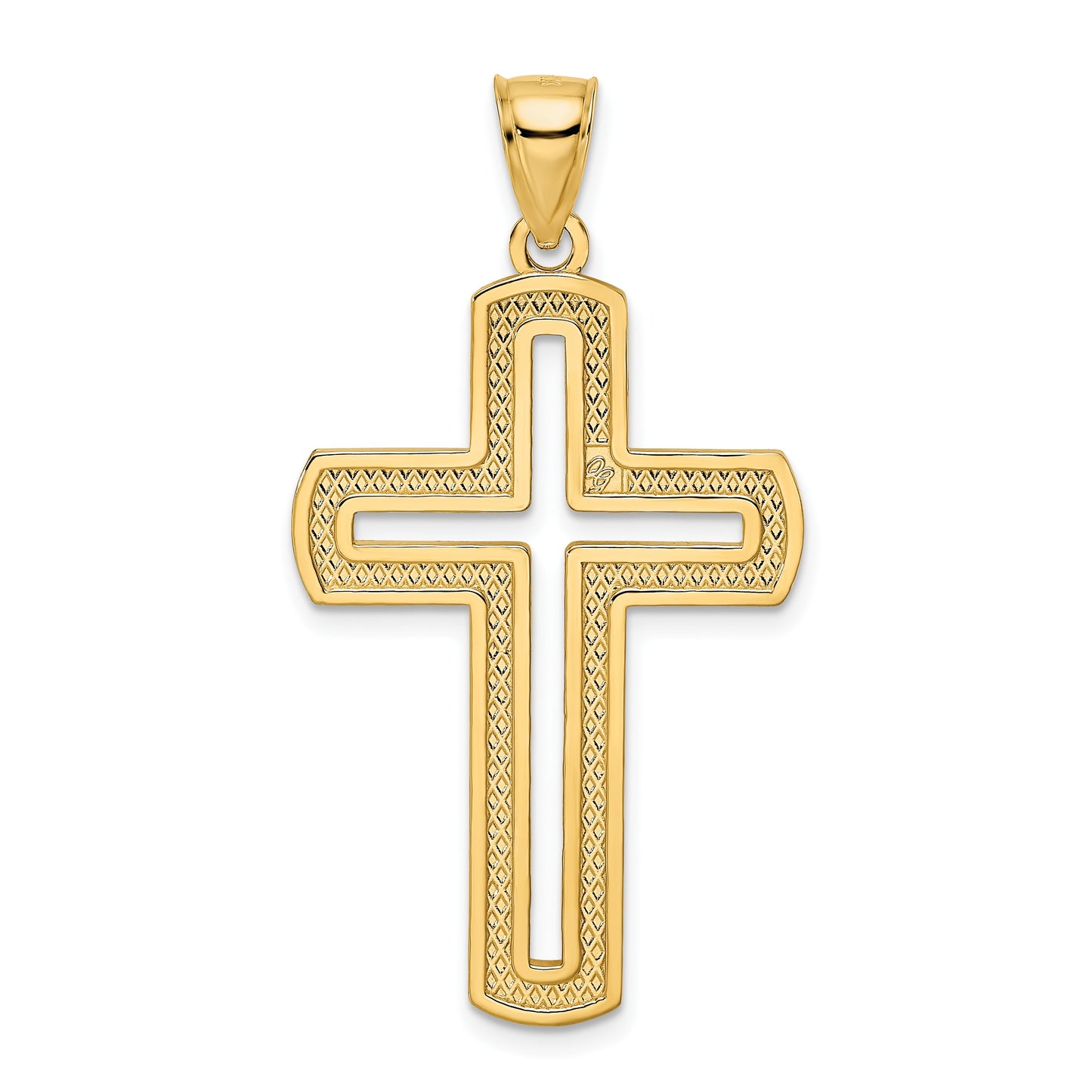 14k Large Polished Beaded Cut-out Cross Pendant