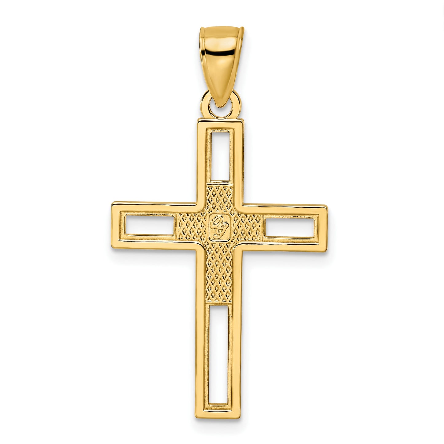 14k Beaded Polished Double Cross Pendant