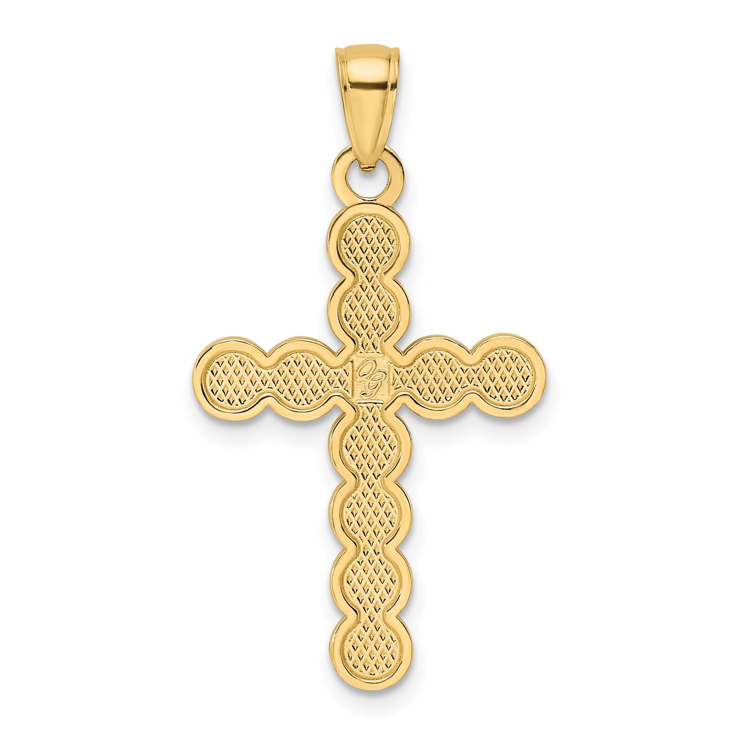 14K Polished Beaded Circles Cross Pendant