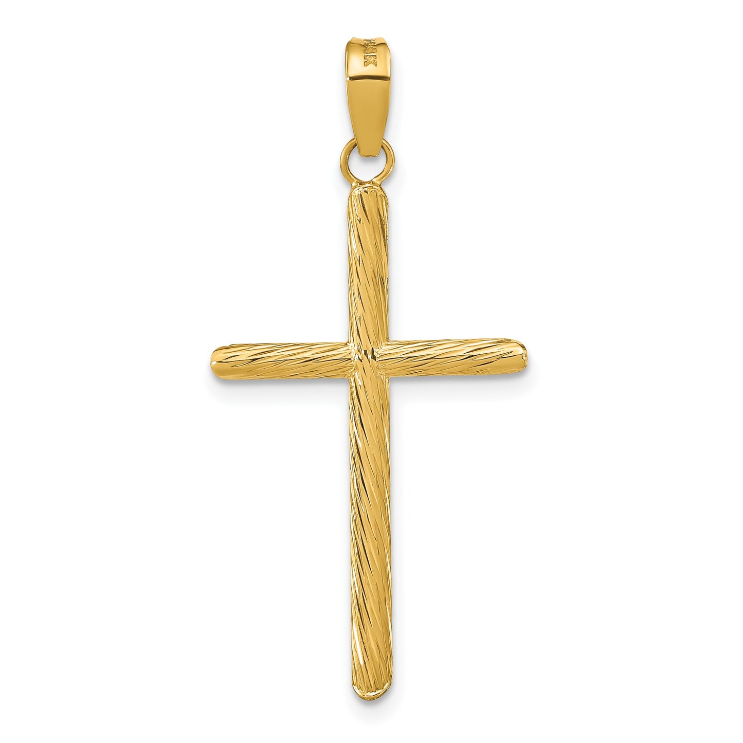 14K Polished and Textured Fancy Cross Pendant