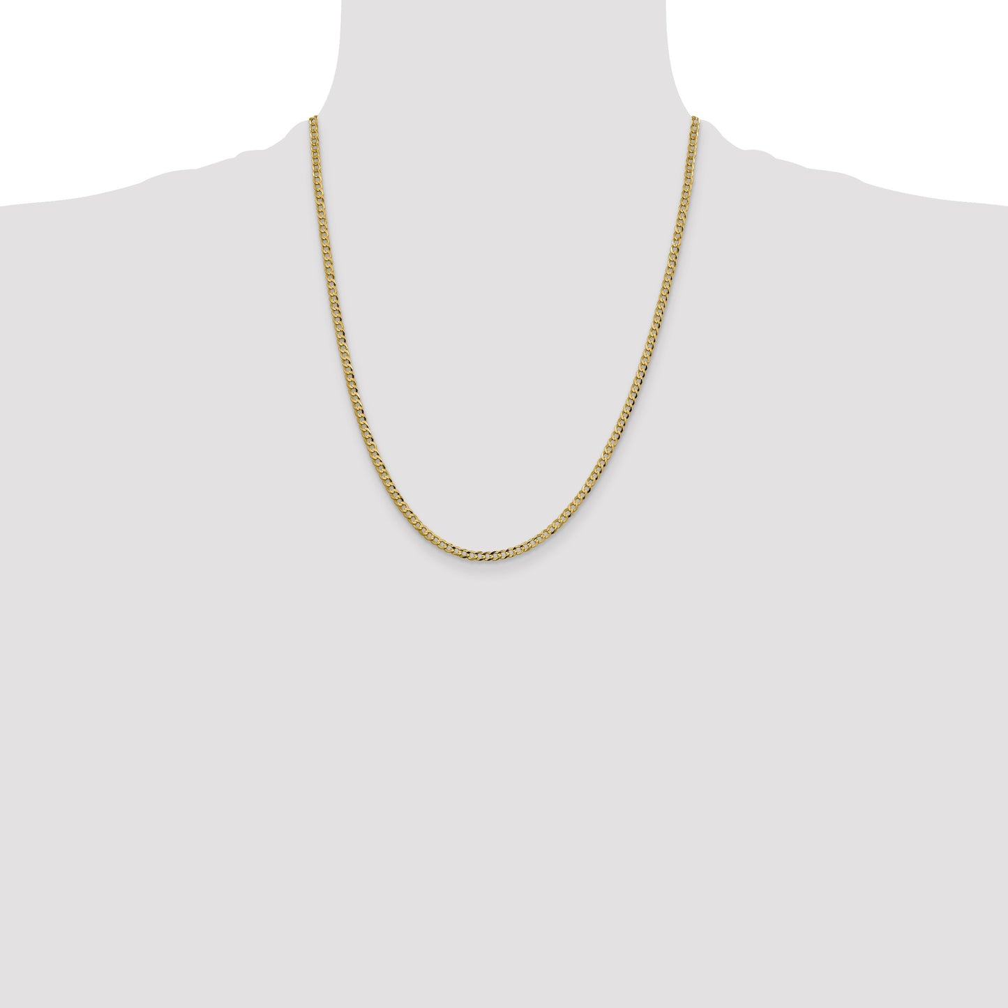14K 22 inch 3.1mm Lightweight Flat Cuban with Lobster Clasp Chain