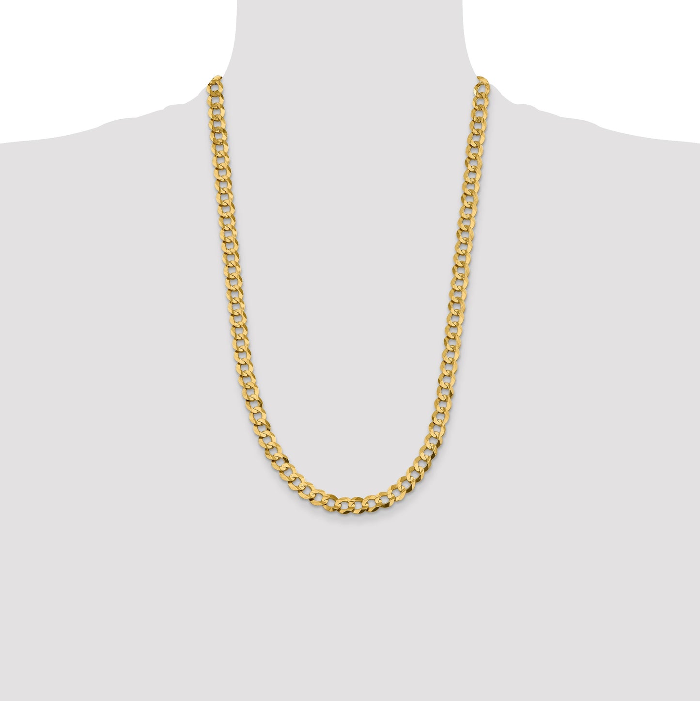 14K 26 inch 8.3mm Lightweight Flat Cuban with Lobster Clasp Chain