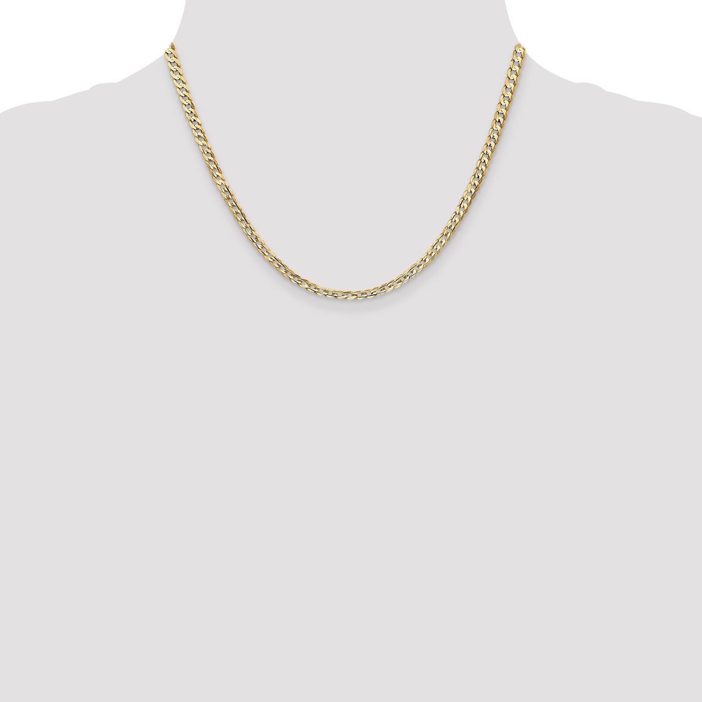 14K 18 inch 3.8mm Open Concave Curb with Lobster Clasp Chain