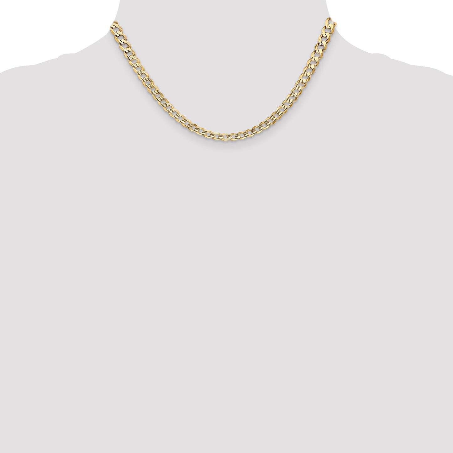 14K 16 inch 5.25mm Open Concave Curb with Lobster Clasp Chain