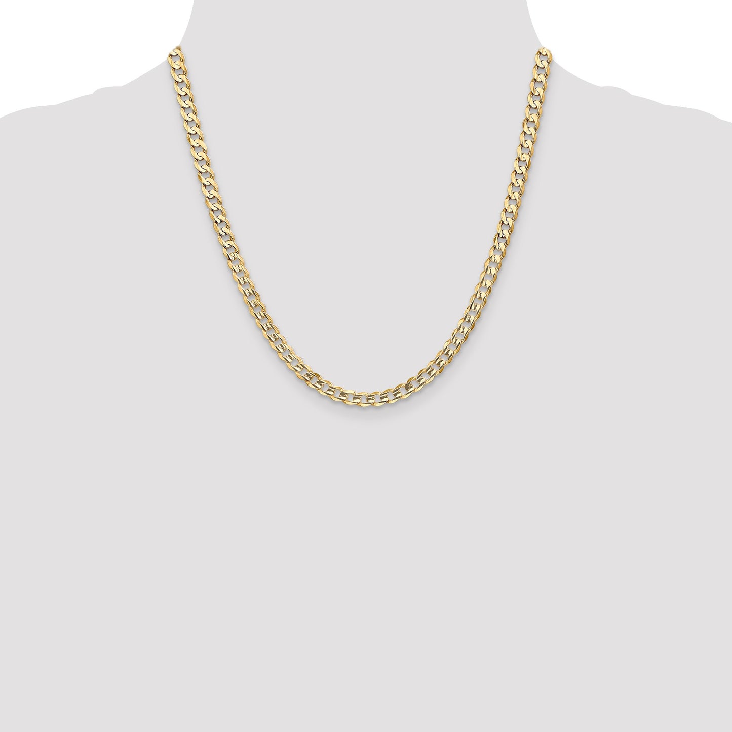 14K 20 inch 5.25mm Open Concave Curb with Lobster Clasp Chain