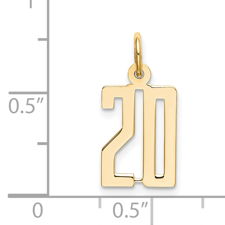 14k Small Elongated Number 20 Charm