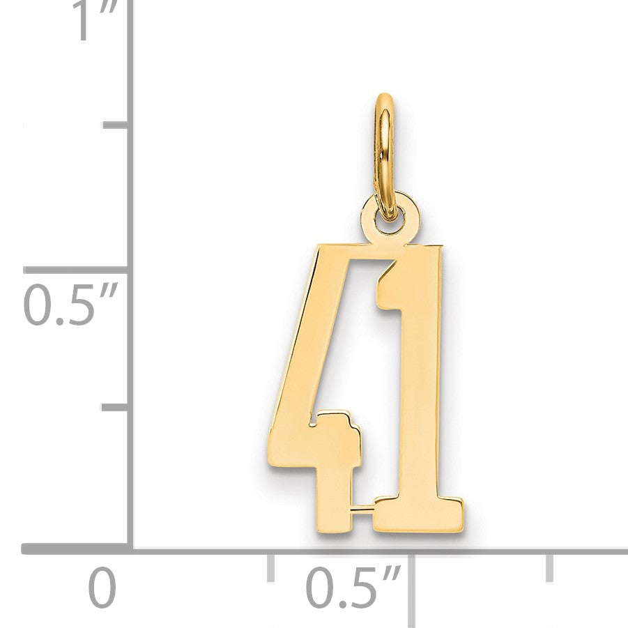 14k Small Elongated Number 41 Charm
