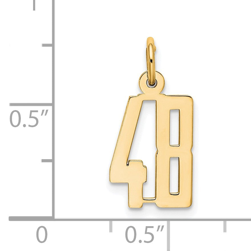 14k Small Elongated Number 48 Charm