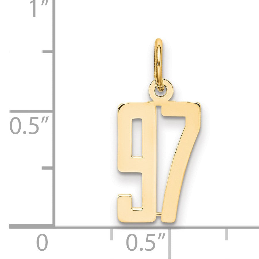 14k Small Elongated Number 97 Charm