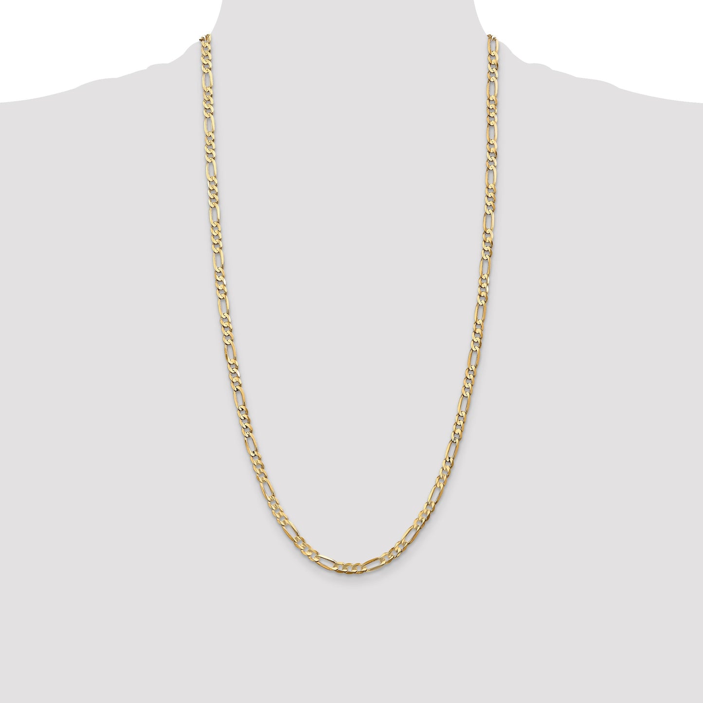 14K 28 inch 4.5mm Concave Open Figaro with Lobster Clasp Chain