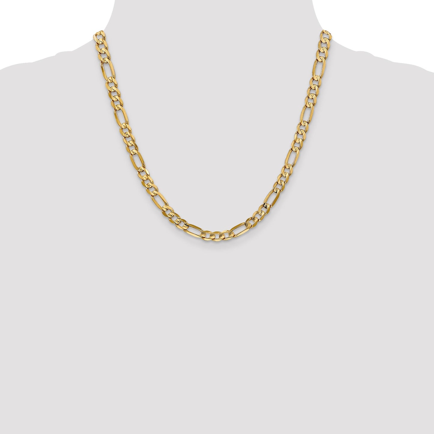 14K 20 inch 6mm Concave Open Figaro with Lobster Clasp Chain
