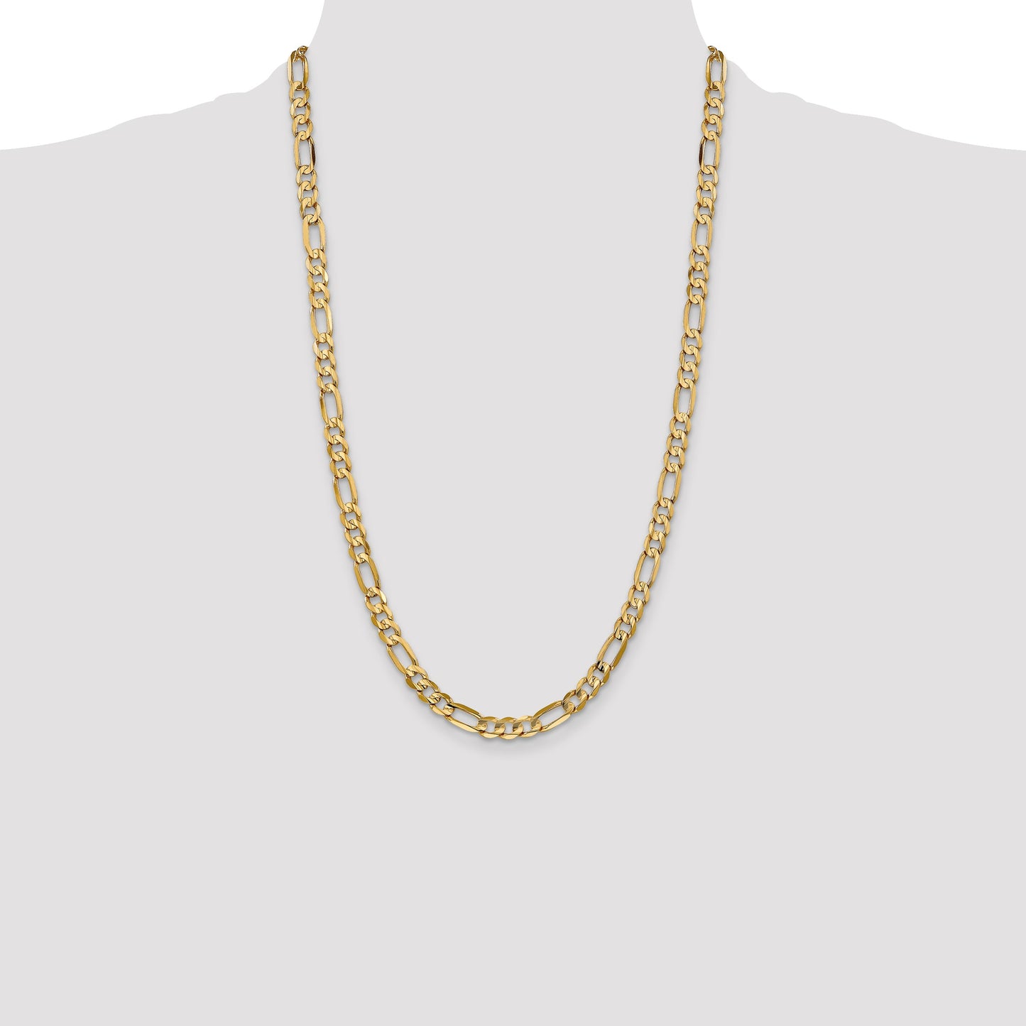 14K 26 inch 6mm Concave Open Figaro with Lobster Clasp Chain
