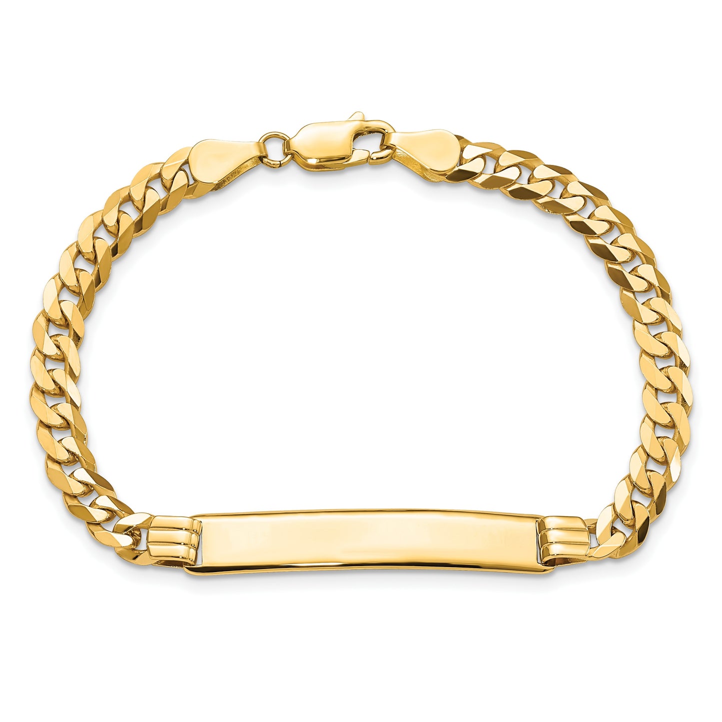 14k Polished Solid Chain/Solid Plate Curb Link 34x7mm Plate 8 inch ID Bracelet