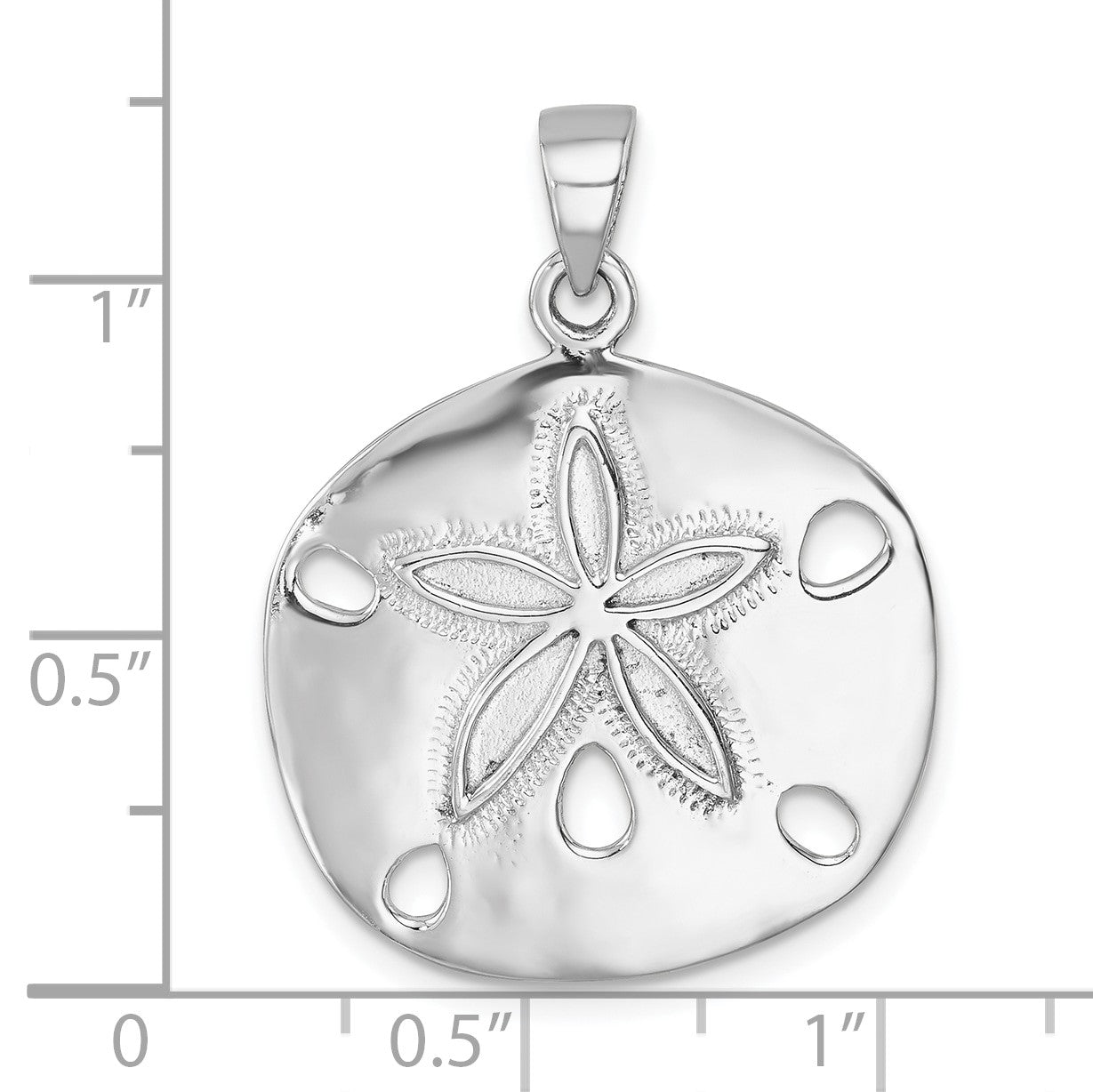Sterling Silver Rhodium-plated Polished Sand Dollar Pendant