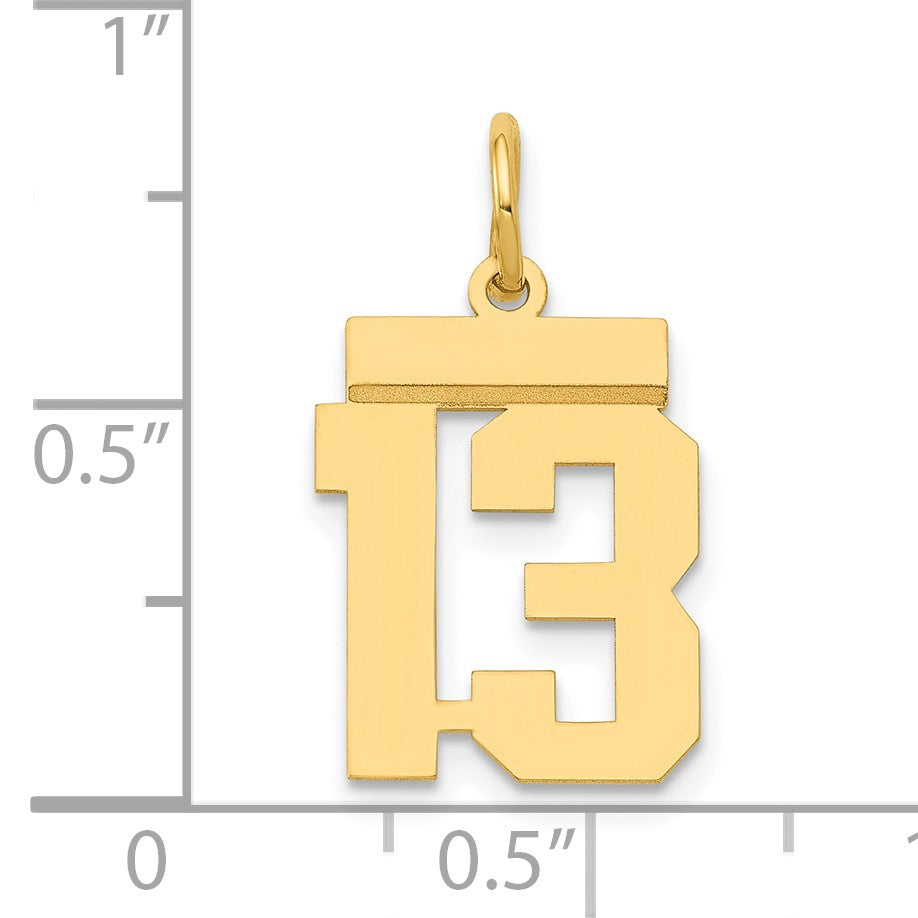 14k Small Polished Number 13 Charm