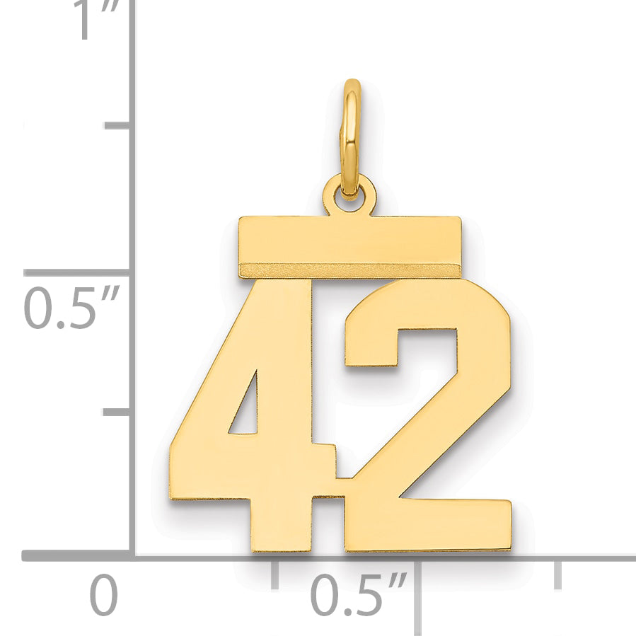 14k Small Polished Number 42 Charm