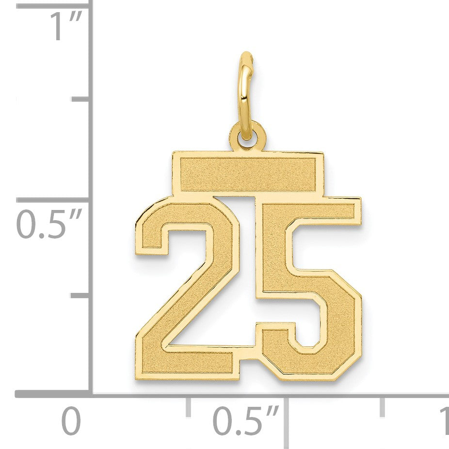 14k Small Satin Number 25 Charm