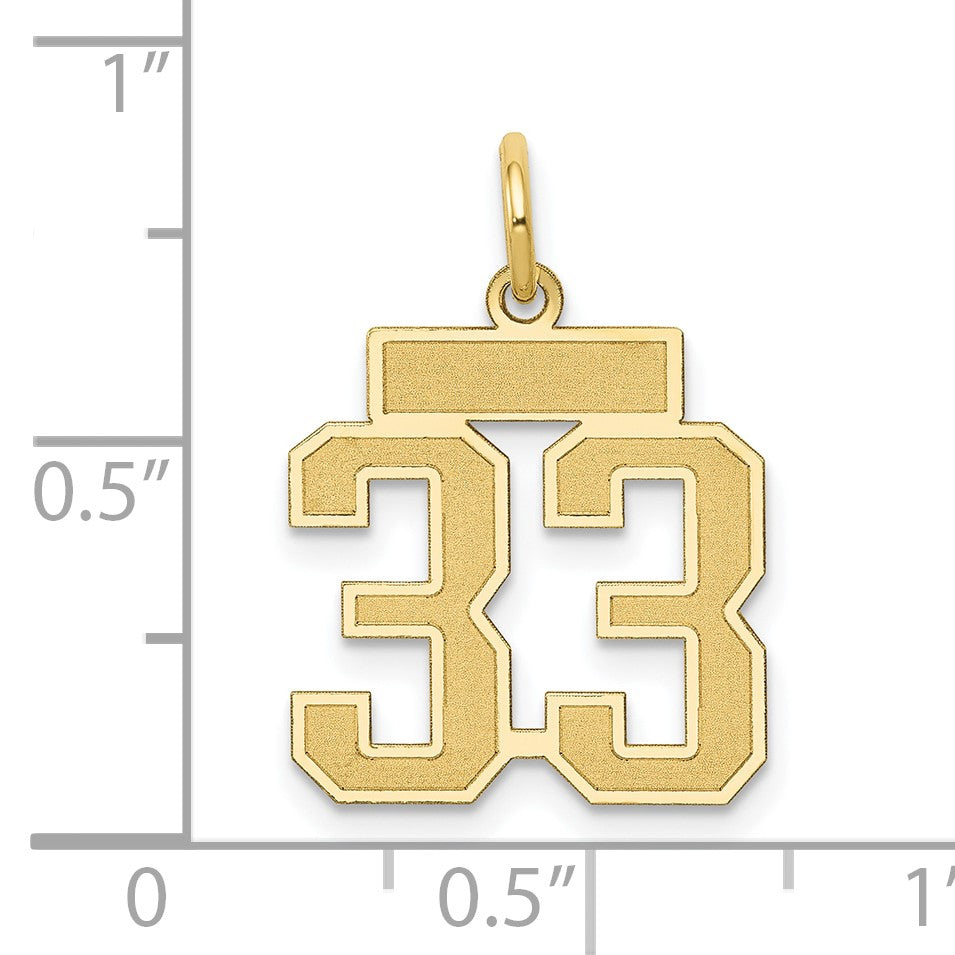 14k Small Satin Number 33 Charm