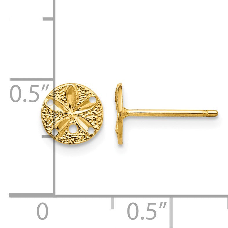 14k Diamond-Cut Sand Dollar Post Earrings
