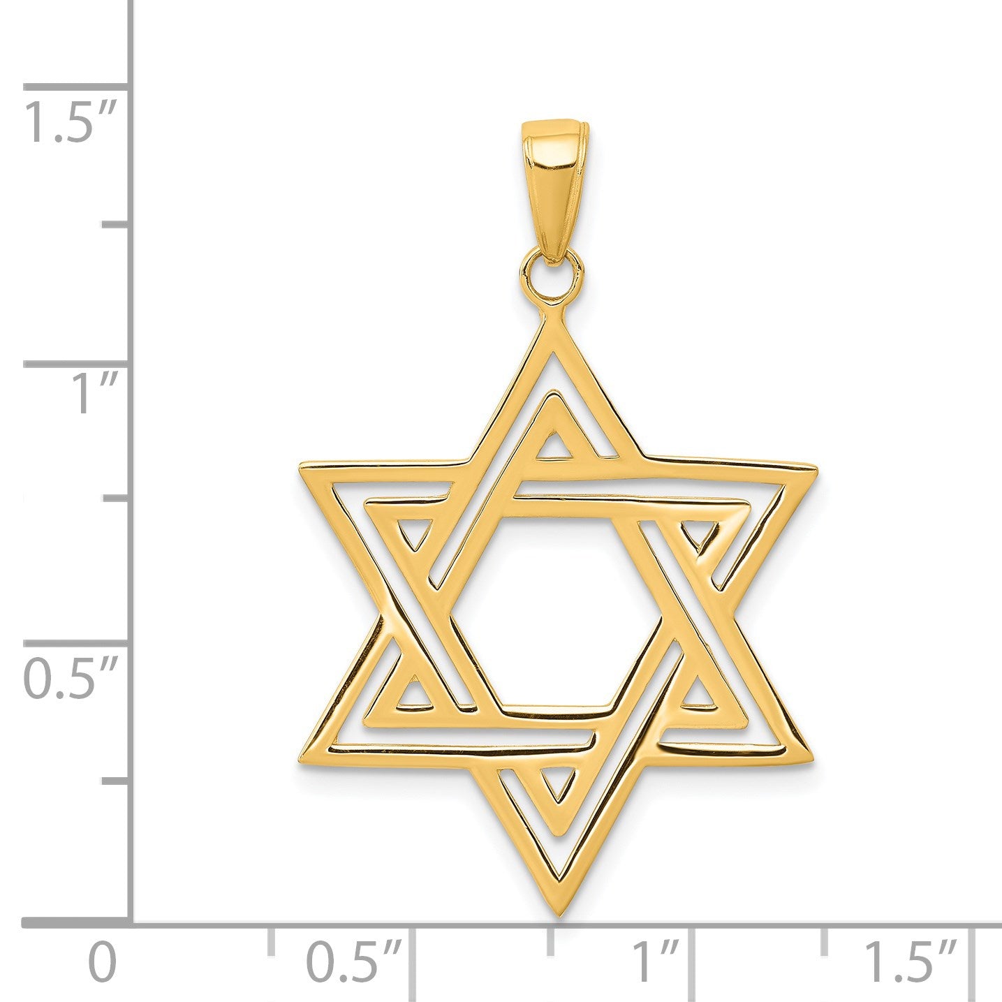 14k Solid Polished Cut-out Star of David Charm