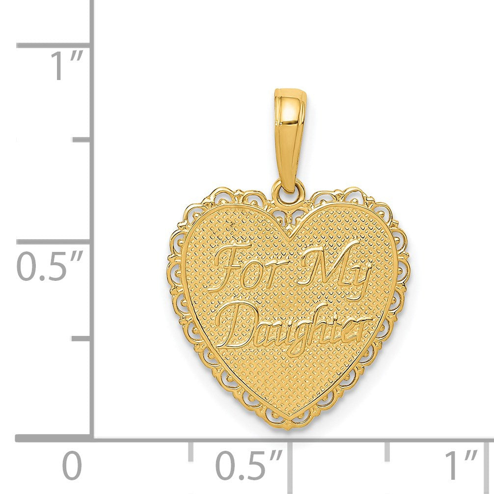 14k Reversible FOR MY DAUGHTER / YOU ARE MY PRIDE AND JOY Heart Pendant