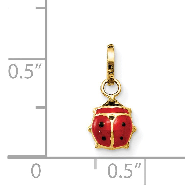 14k Red and Black Enameled Ladybug Charm