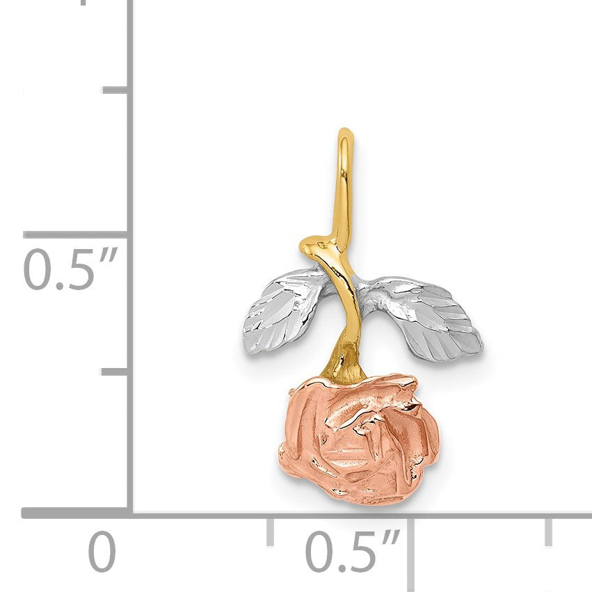 14k with White and Rose Rhodium Rose Chain Slide