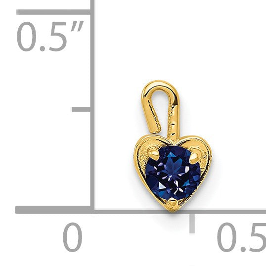 14ky September Synthetic Birthstone Heart Charm