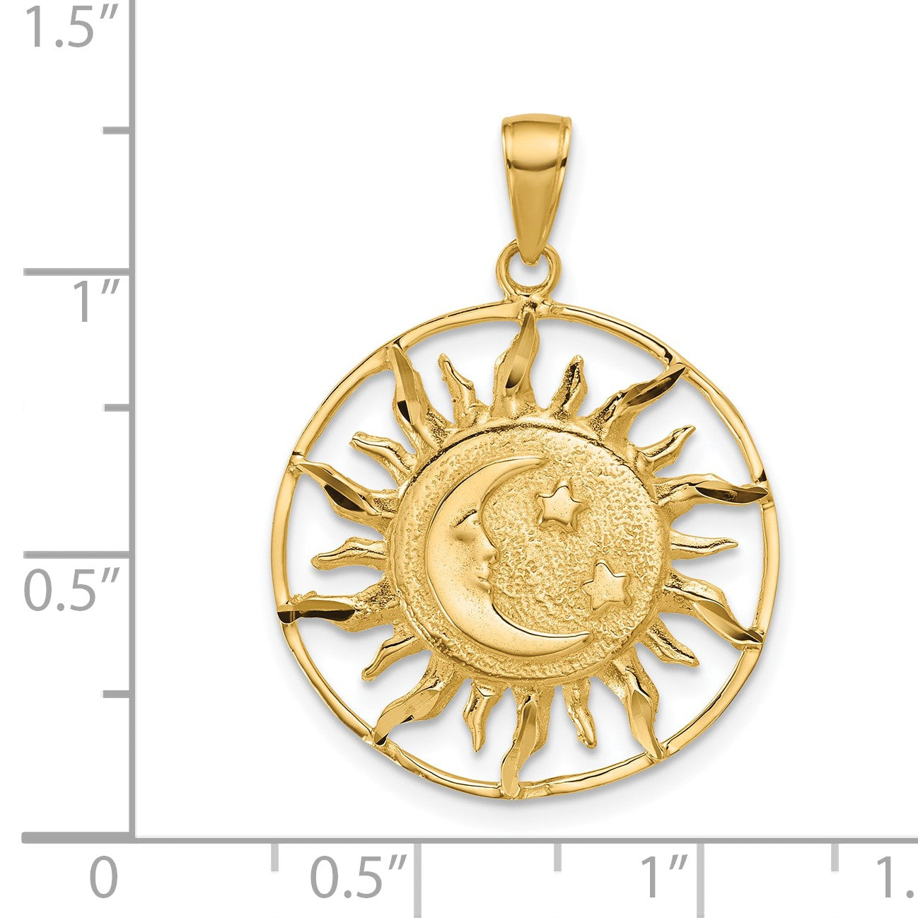 14k Diamond-cut Sun with Moon and Stars Charm