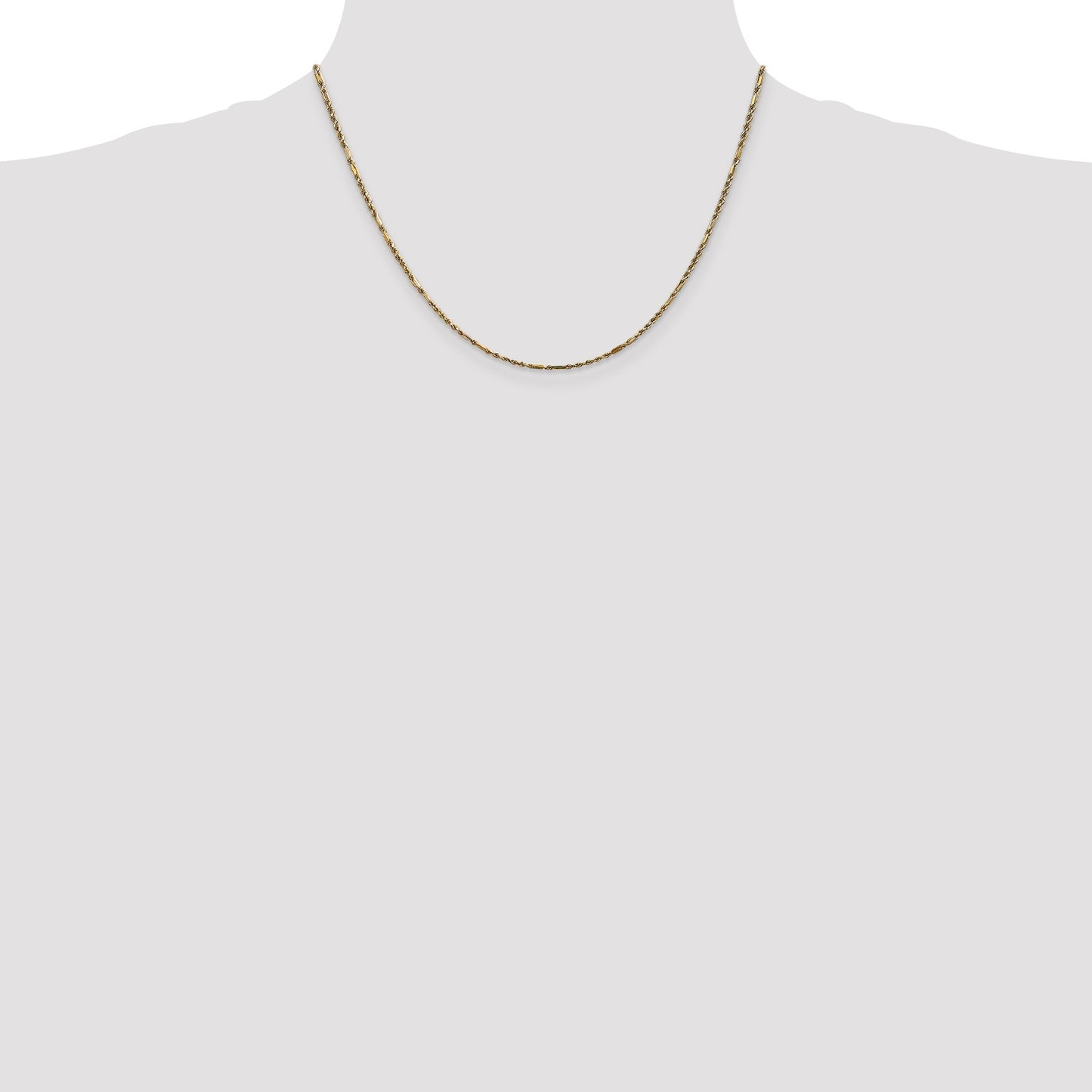14K 18 inch 1.8mm Diamond-cut Milano Rope with Lobster Clasp Chain