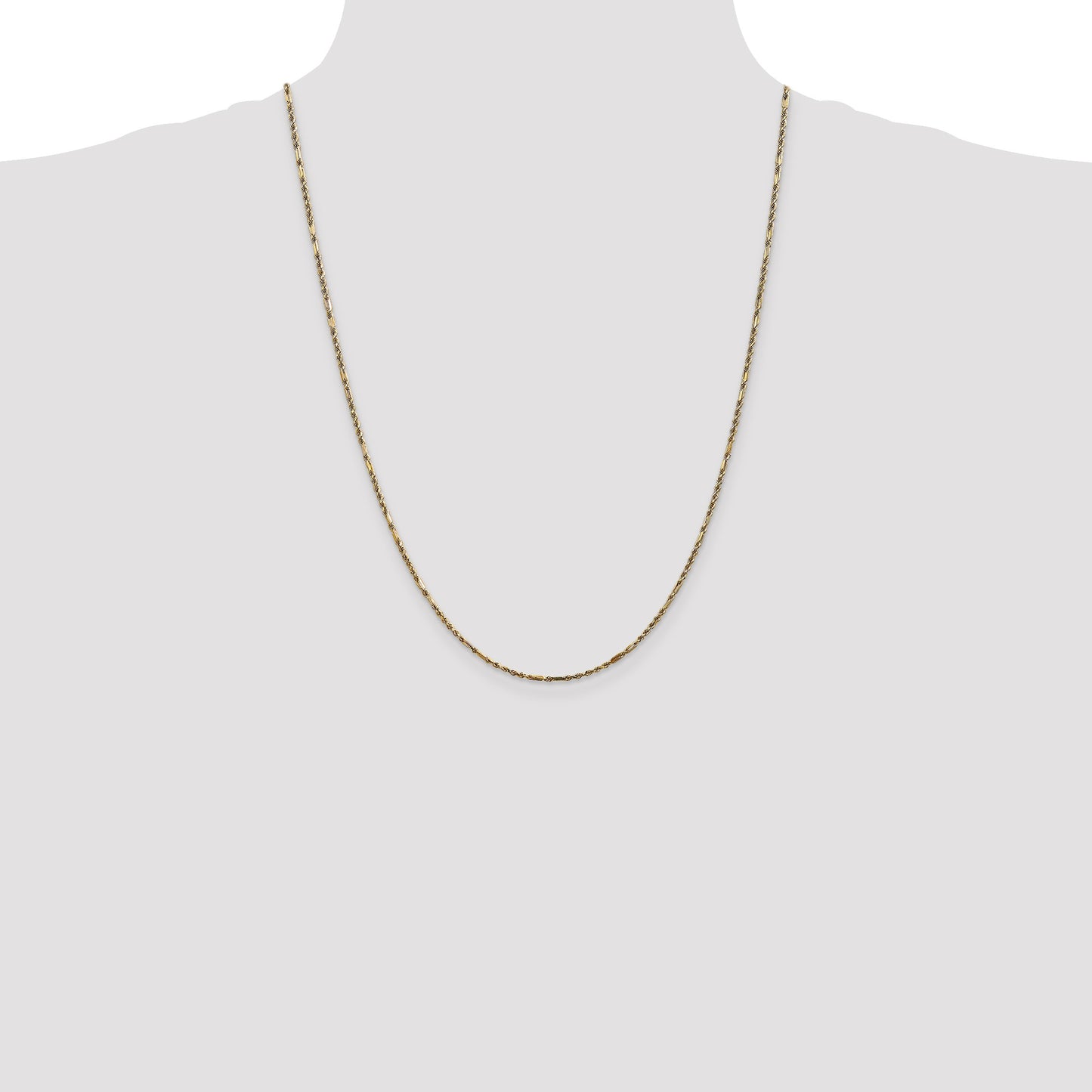 14K 24 inch 1.8mm Diamond-cut Milano Rope with Lobster Clasp Chain