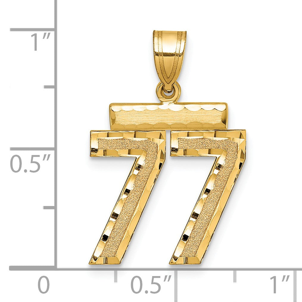 14k Medium Diamond-cut Number 77 Charm