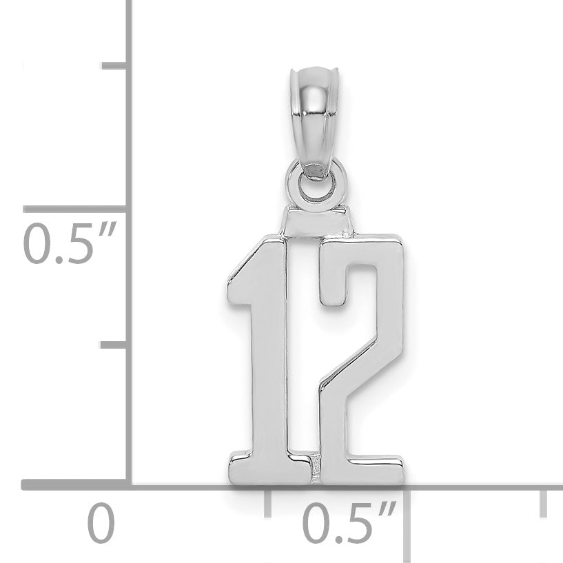 14K White Polished Number 12 Pendant