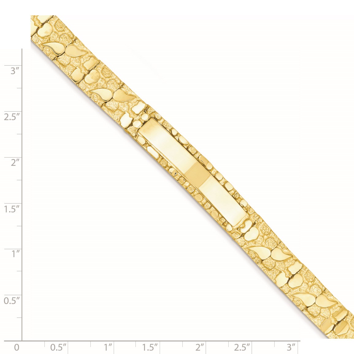 14k Polished Solid 10.0mm Nugget 38x10mm Plate 7 inch ID Bracelet