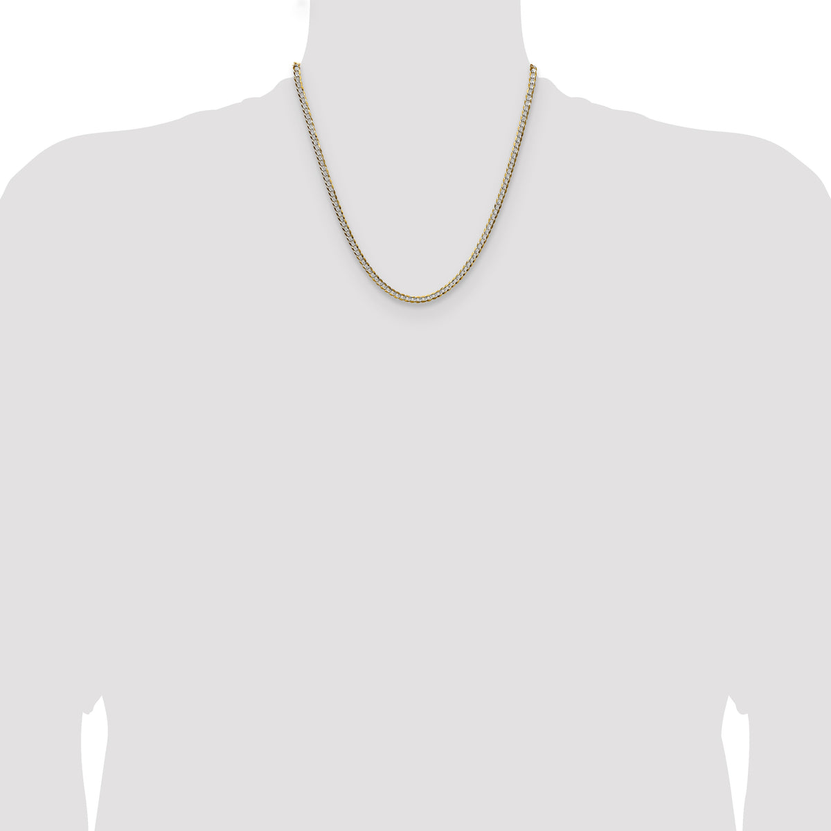 14k 3.7mm Lightweight Pav� Flat Cuban Chain