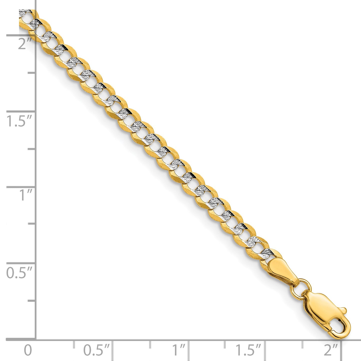 14k 3.7mm Lightweight Pav� Flat Cuban Chain
