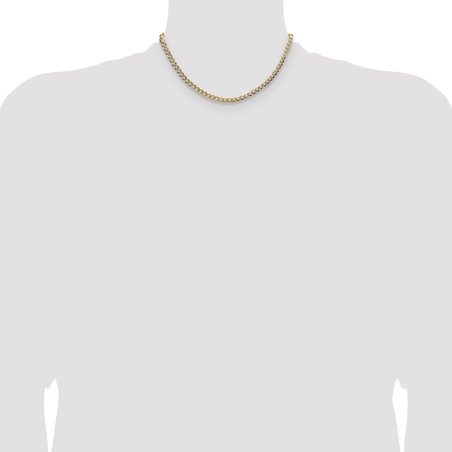14k 4.7mm Lightweight Pav� Flat Cuban Chain