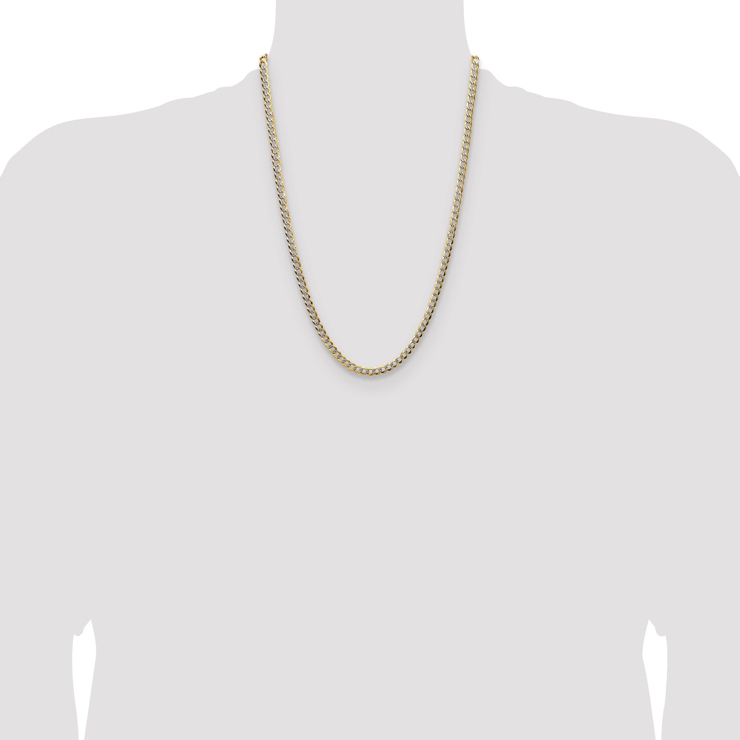 14k 4.7mm Lightweight Pav� Flat Cuban Chain