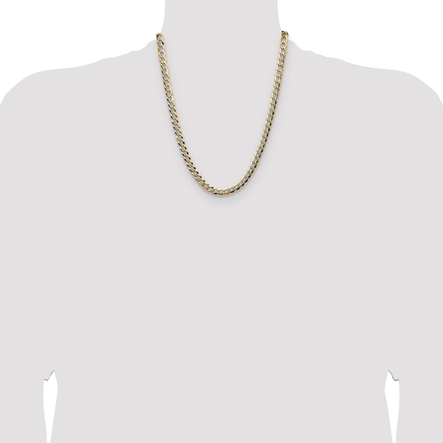 14k 7.2mm Lightweight Pav� Flat Cuban Chain