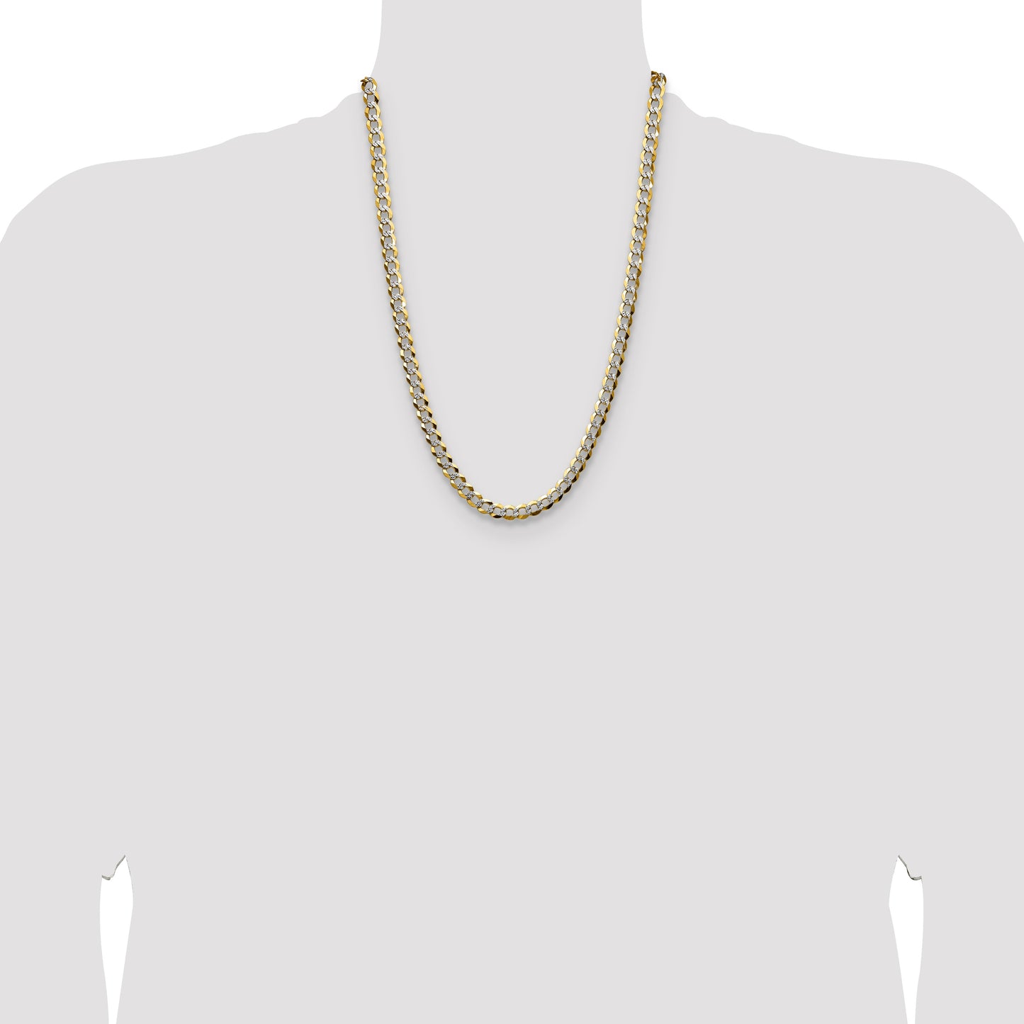 14k 7.2mm Lightweight Pav� Flat Cuban Chain