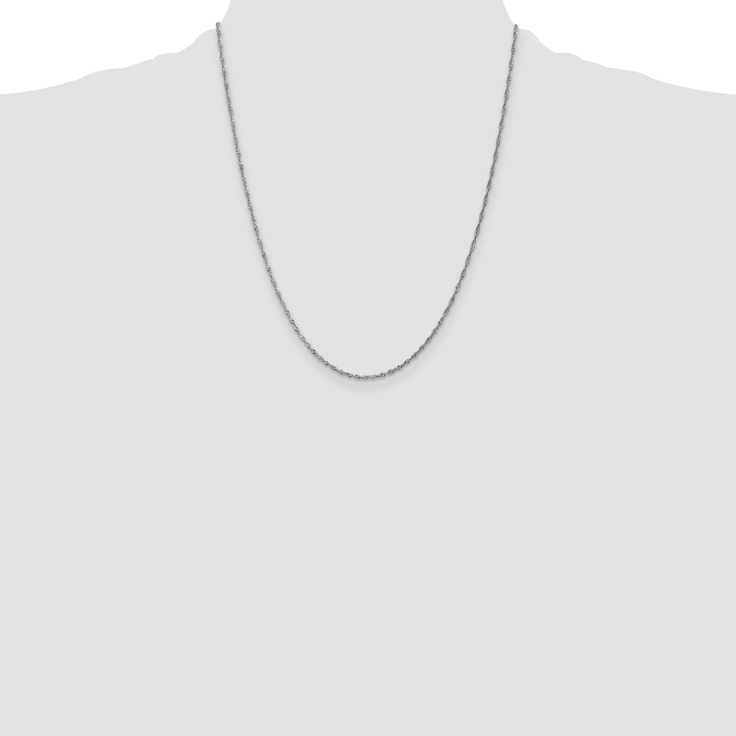 14K White Gold 22 inch 1.4mm Singapore with Spring Ring Clasp Chain
