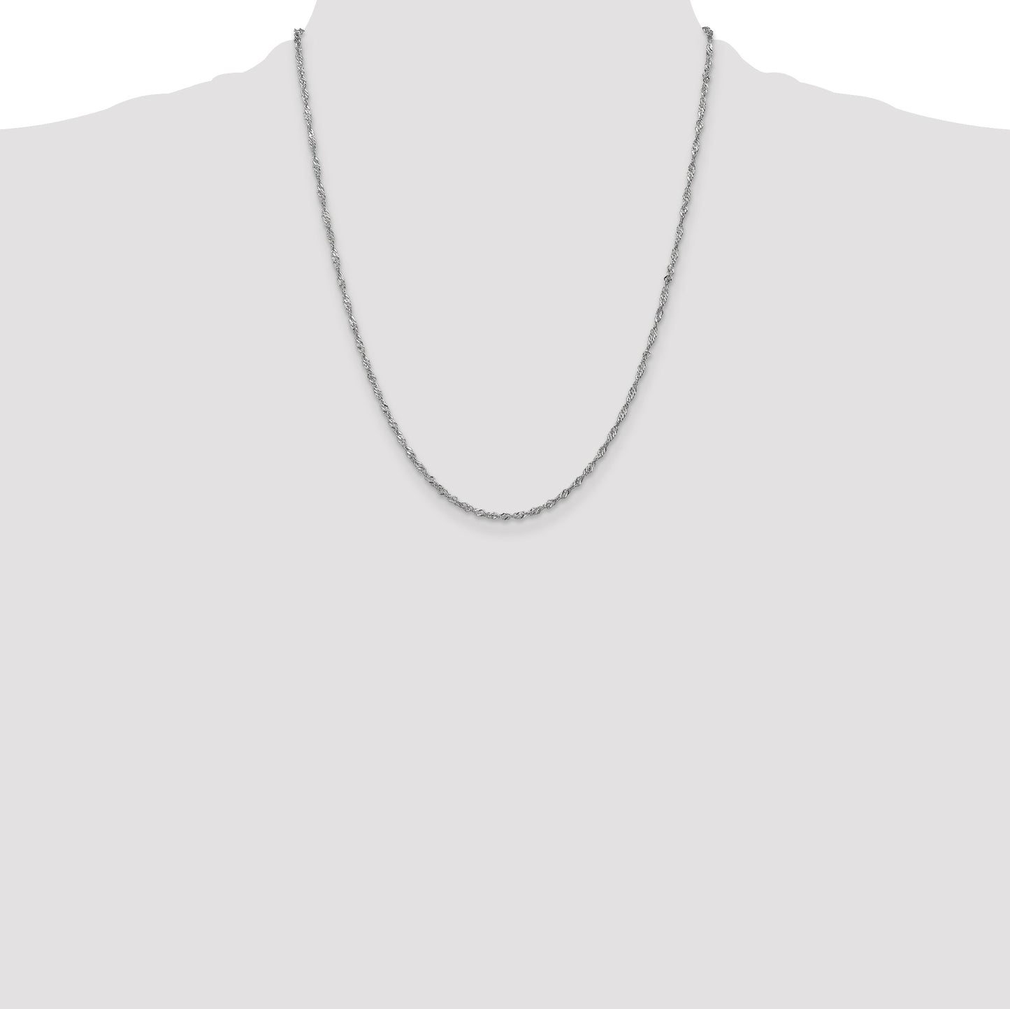 14K White Gold 22 inch 1.7mm Singapore with Lobster Clasp Chain