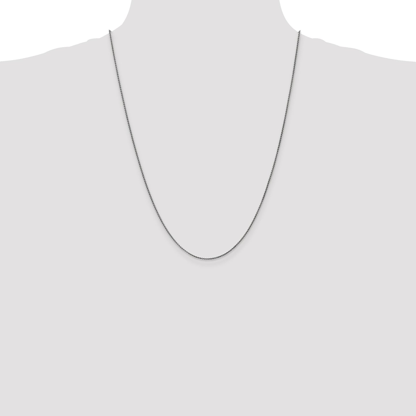 14K White Gold 24 inch 1.25mm Diamond-cut Spiga with Lobster Clasp Chain