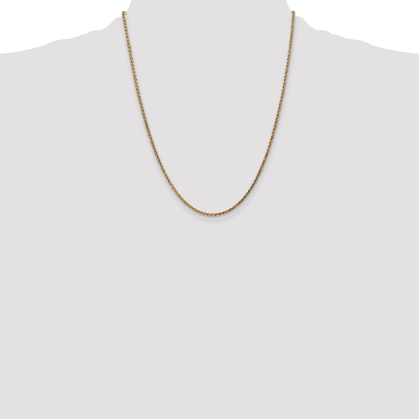 14K 22 inch 2.1mm Diamond-cut Spiga with Lobster Clasp Chain