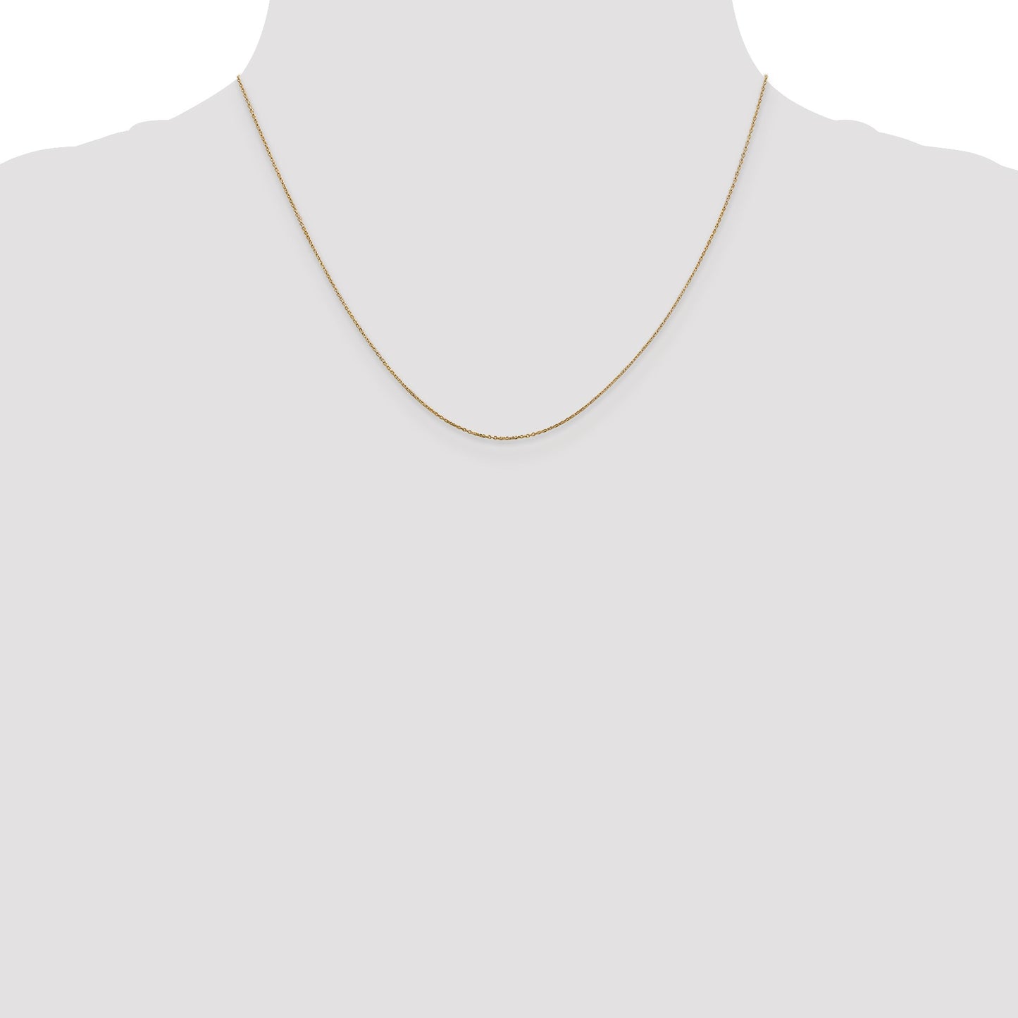 14K 18 inch .6mm Diamond-cut Round Open Link Cable with Spring Ring Clasp Chain
