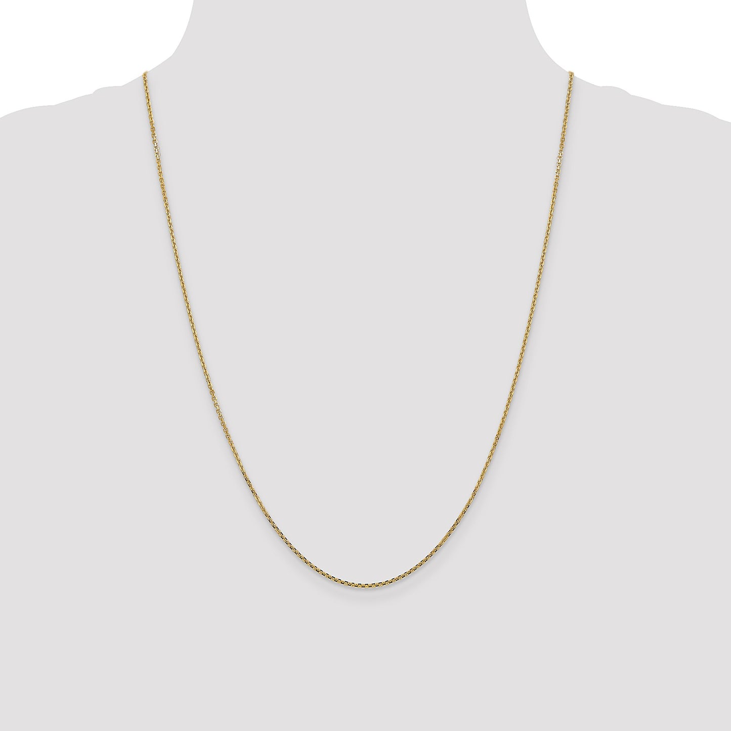 14K 24 inch 1.45mm Solid Diamond-cut Cable with Lobster Clasp Chain