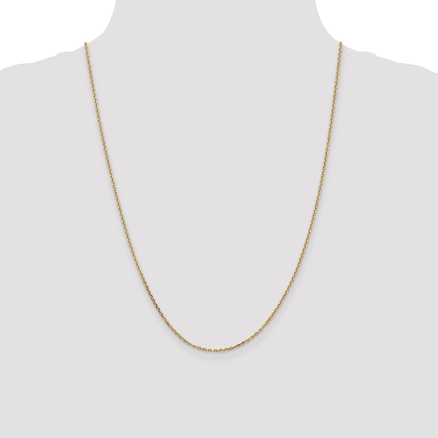 14K 24 inch 1.65mm Solid Diamond-cut Cable with Lobster Clasp Chain