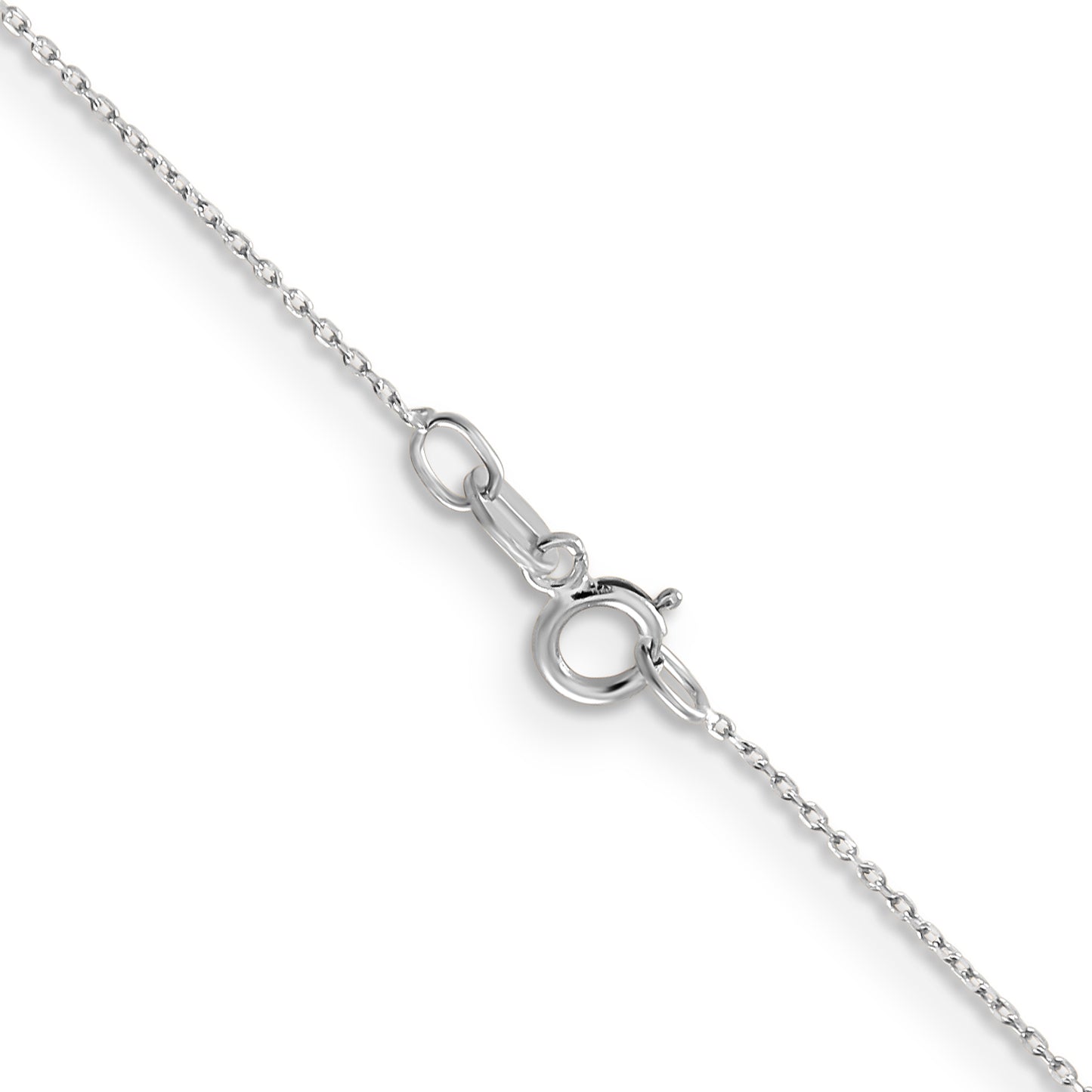 14K White Gold 24 inch .6mm Diamond-cut Round Open Link Cable with Spring Ring Clasp Chain